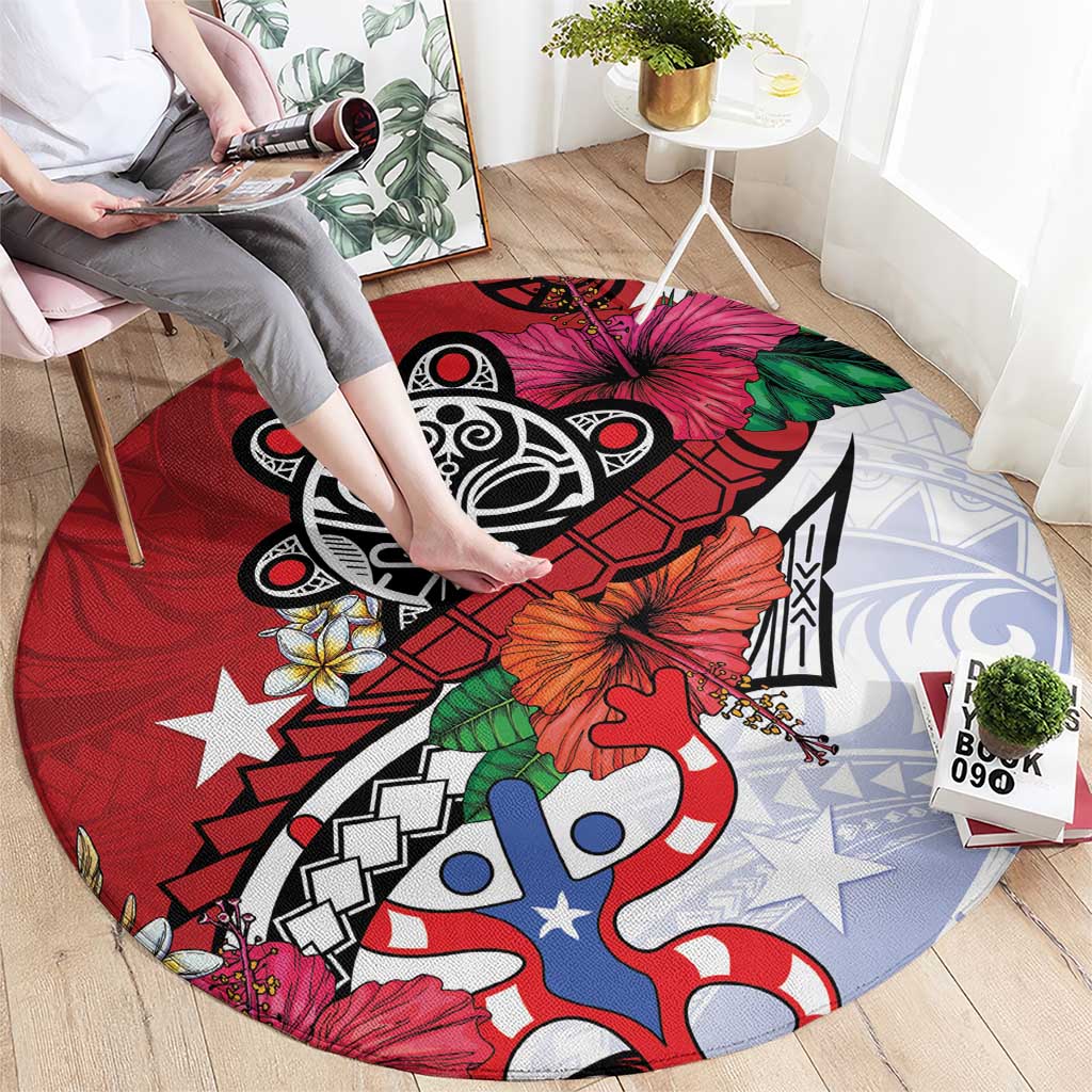 Puerto Rico Boricua Round Carpet Taino - Polynesia Tribal Mix - Wonder Print Shop