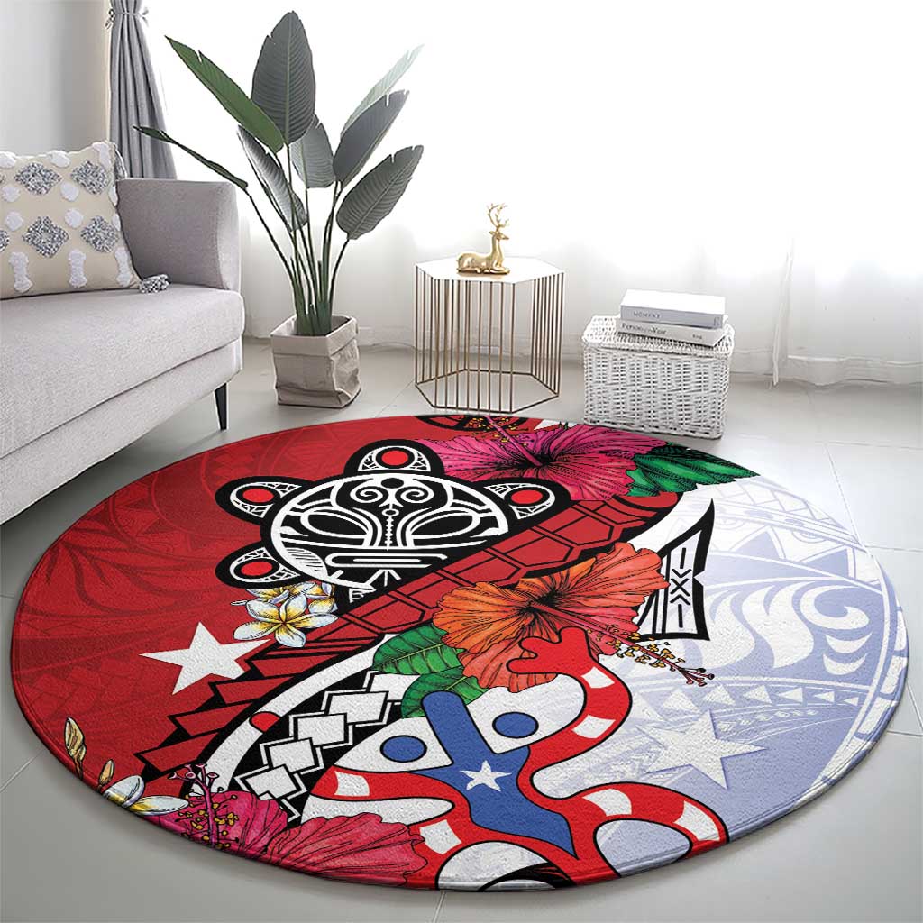 Puerto Rico Boricua Round Carpet Taino - Polynesia Tribal Mix - Wonder Print Shop