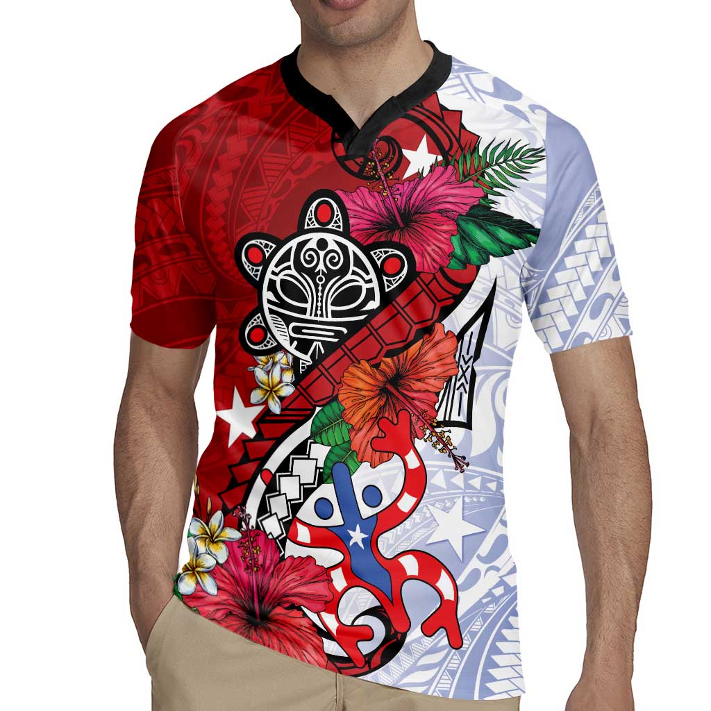 Puerto Rico Boricua Rugby Jersey Taino - Polynesia Tribal Mix - Wonder Print Shop