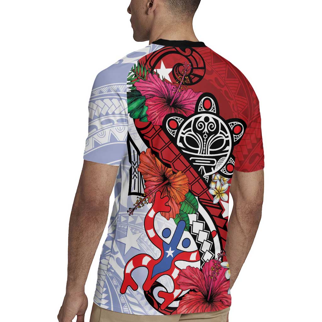 Puerto Rico Boricua Rugby Jersey Taino - Polynesia Tribal Mix - Wonder Print Shop