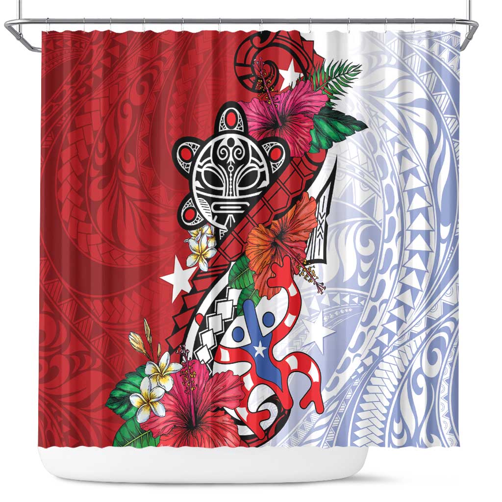 Puerto Rico Boricua Shower Curtain Taino - Polynesia Tribal Mix - Wonder Print Shop