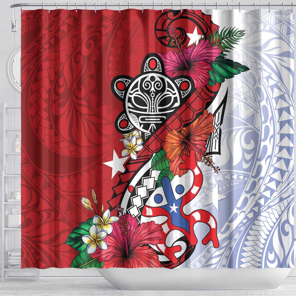 Puerto Rico Boricua Shower Curtain Taino - Polynesia Tribal Mix - Wonder Print Shop