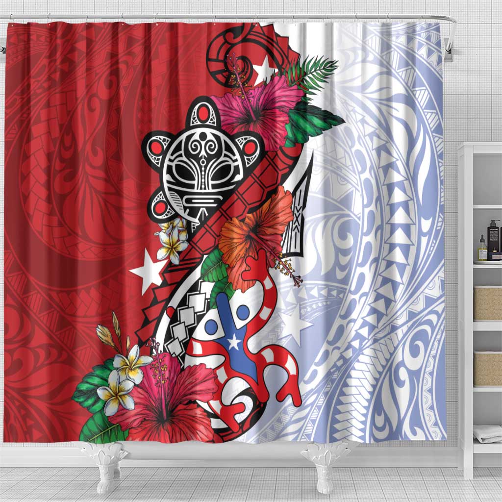 Puerto Rico Boricua Shower Curtain Taino - Polynesia Tribal Mix - Wonder Print Shop
