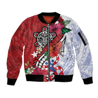 Puerto Rico Boricua Sleeve Zip Bomber Jacket Taino - Polynesia Tribal Mix - Wonder Print Shop