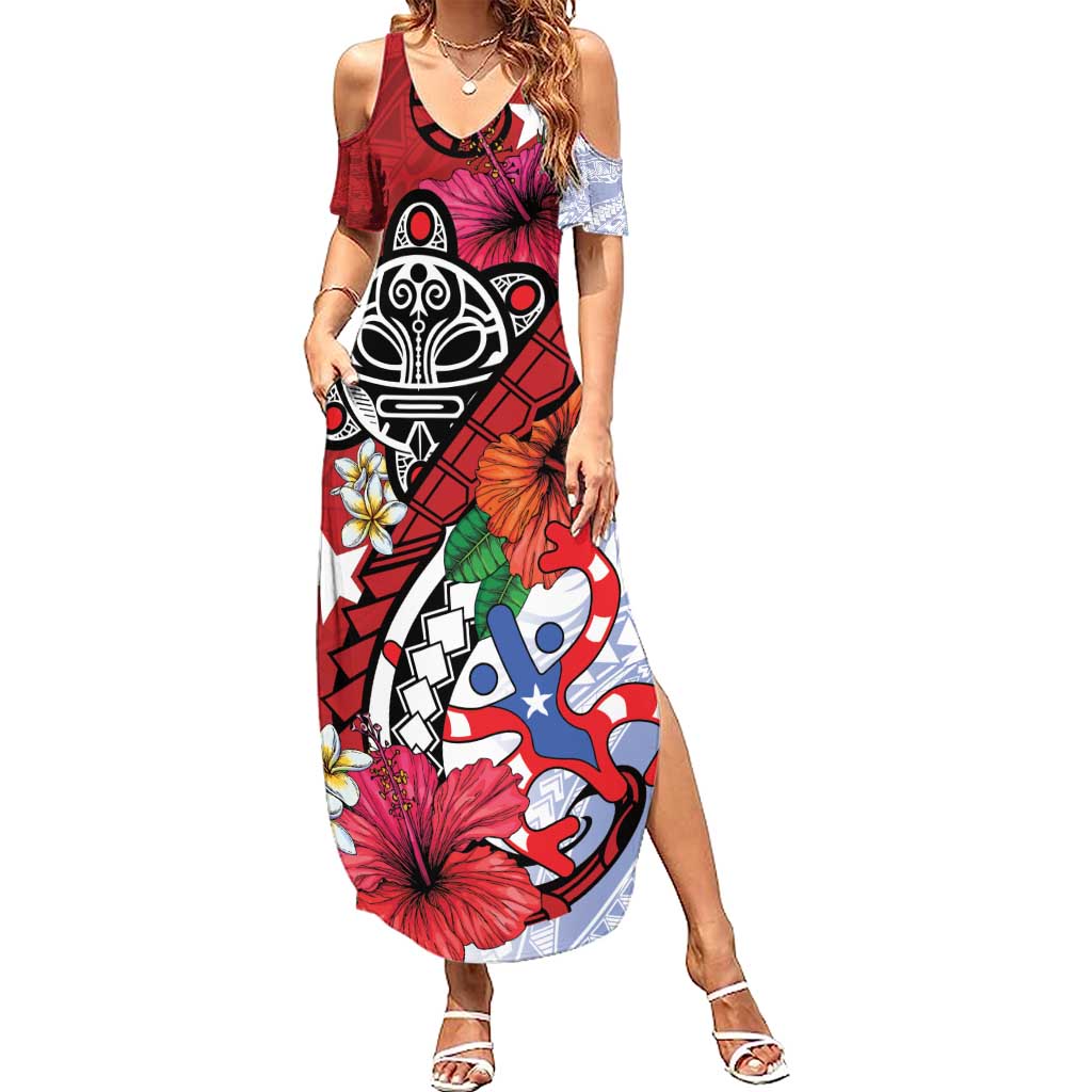 Puerto Rico Boricua Summer Maxi Dress Taino - Polynesia Tribal Mix - Wonder Print Shop