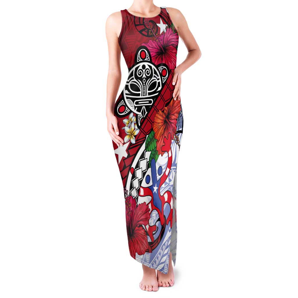 Puerto Rico Boricua Tank Maxi Dress Taino - Polynesia Tribal Mix - Wonder Print Shop