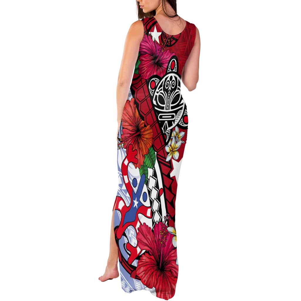 Puerto Rico Boricua Tank Maxi Dress Taino - Polynesia Tribal Mix - Wonder Print Shop