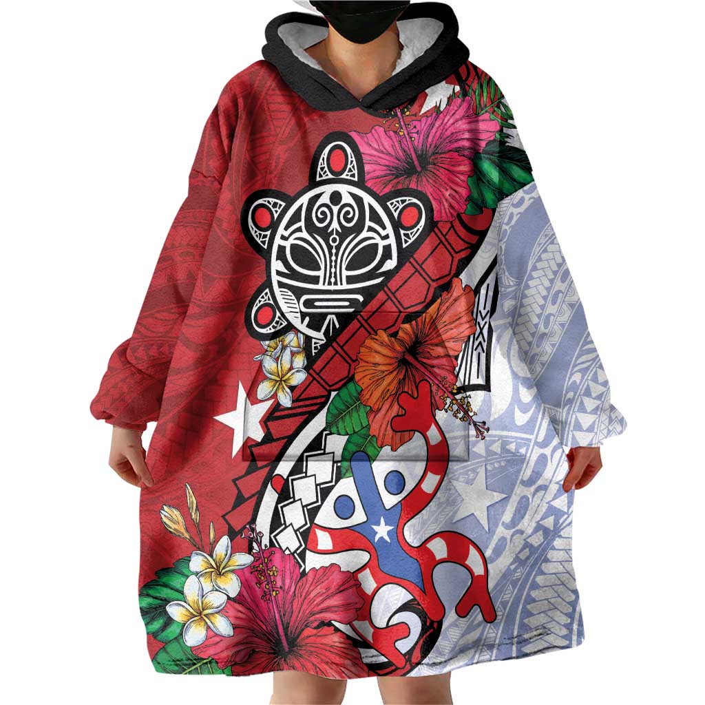 Puerto Rico Boricua Wearable Blanket Hoodie Taino - Polynesia Tribal Mix - Wonder Print Shop