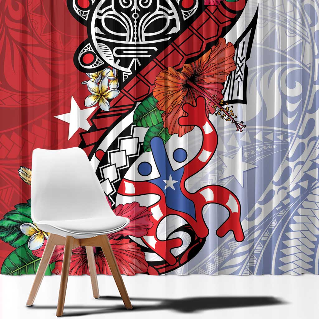 Puerto Rico Boricua Window Curtain Taino - Polynesia Tribal Mix - Wonder Print Shop
