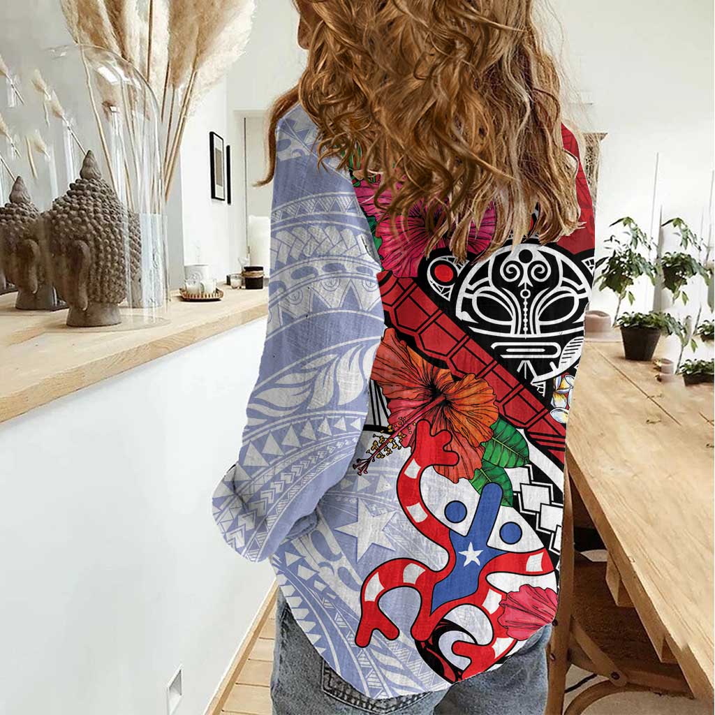 Puerto Rico Boricua Women Casual Shirt Taino - Polynesia Tribal Mix - Wonder Print Shop