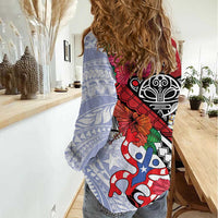 Puerto Rico Boricua Women Casual Shirt Taino - Polynesia Tribal Mix - Wonder Print Shop