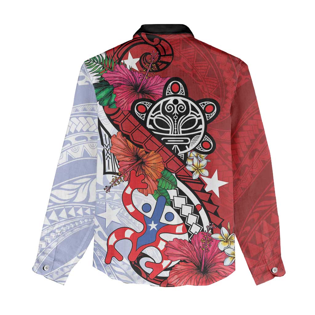 Puerto Rico Boricua Women Casual Shirt Taino - Polynesia Tribal Mix - Wonder Print Shop