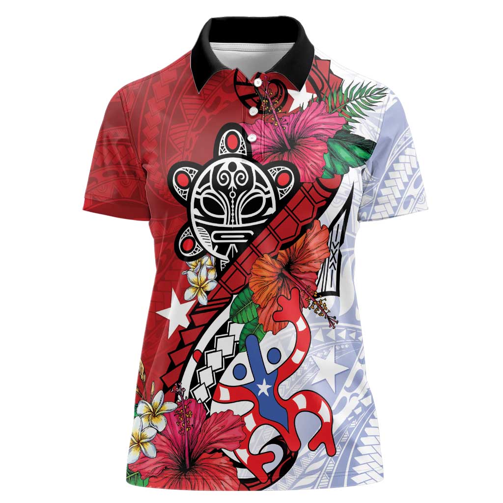 Puerto Rico Boricua Women Polo Shirt Taino - Polynesia Tribal Mix - Wonder Print Shop