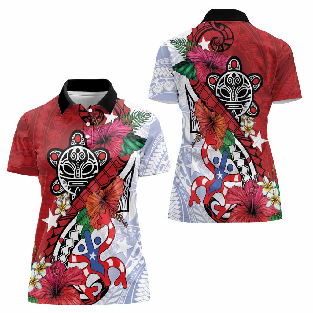 Puerto Rico Boricua Women Polo Shirt Taino - Polynesia Tribal Mix - Wonder Print Shop