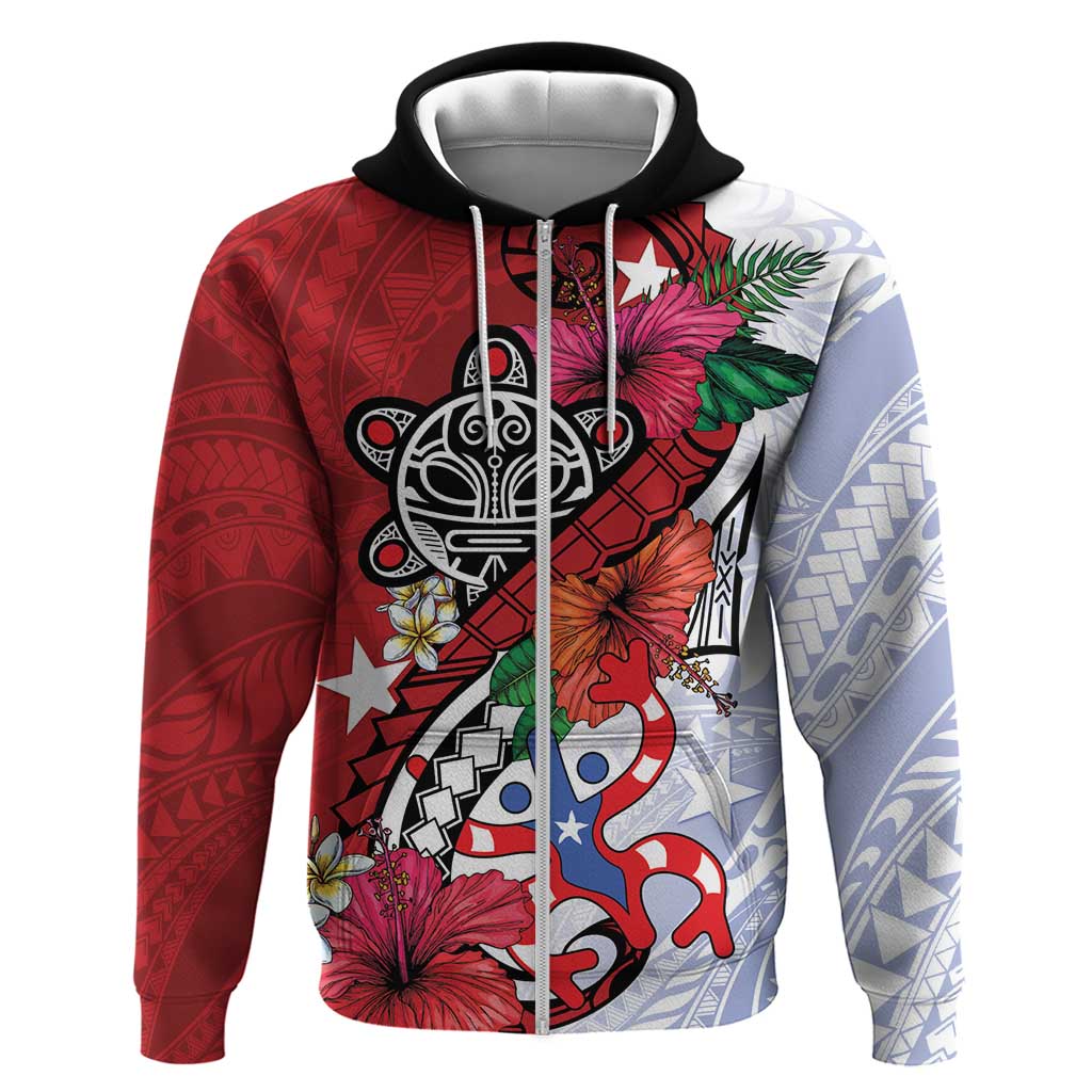 Puerto Rico Boricua Zip Hoodie Taino - Polynesia Tribal Mix - Wonder Print Shop