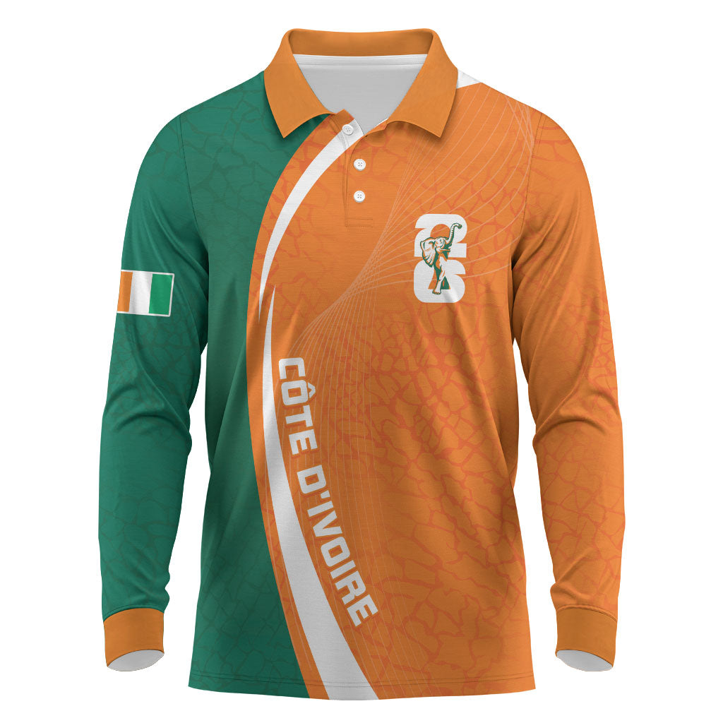 Cote d'Ivoire WC2026 Custom Long Sleeve Polo Shirt Making History - GO Elephants