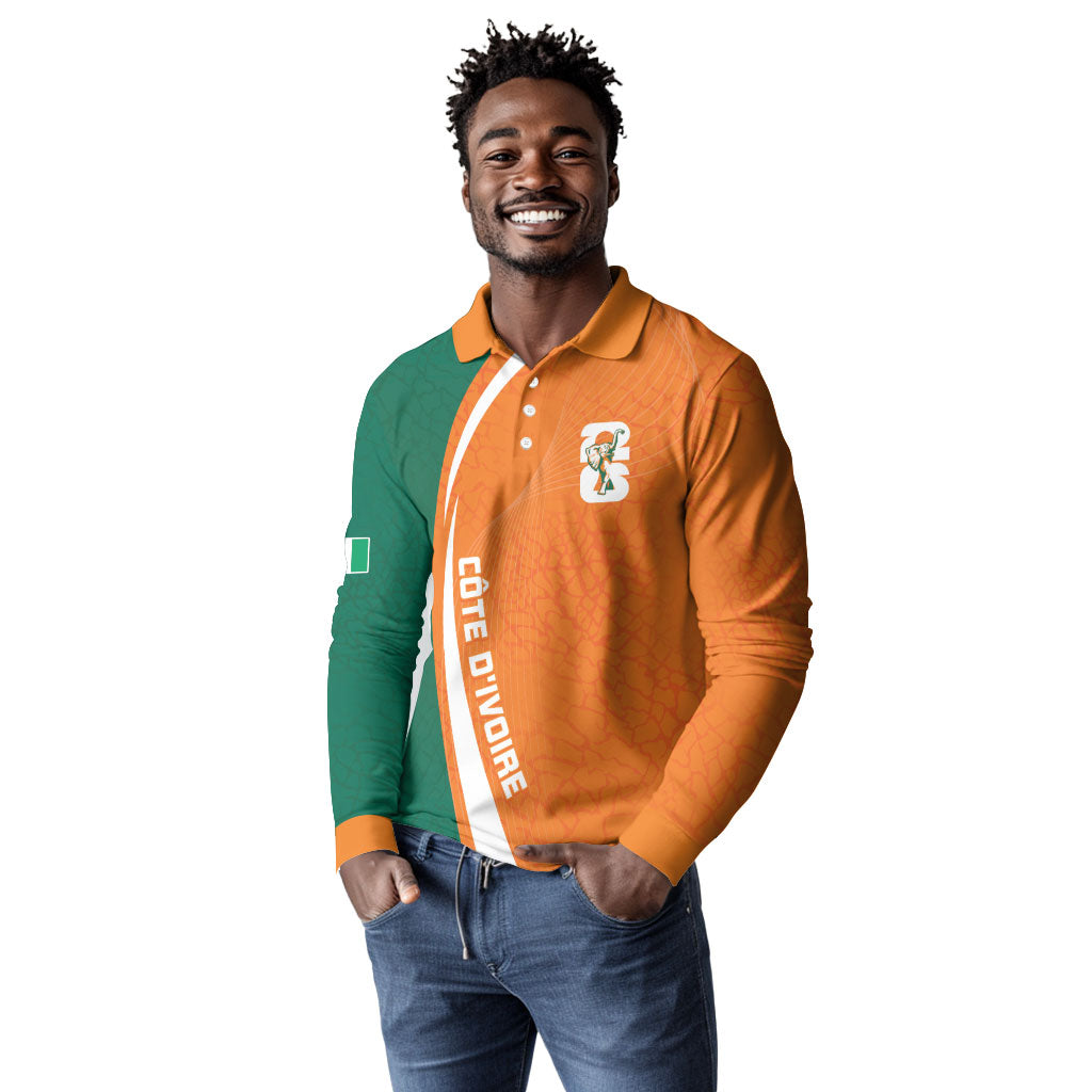 Cote d'Ivoire WC2026 Custom Long Sleeve Polo Shirt Making History - GO Elephants