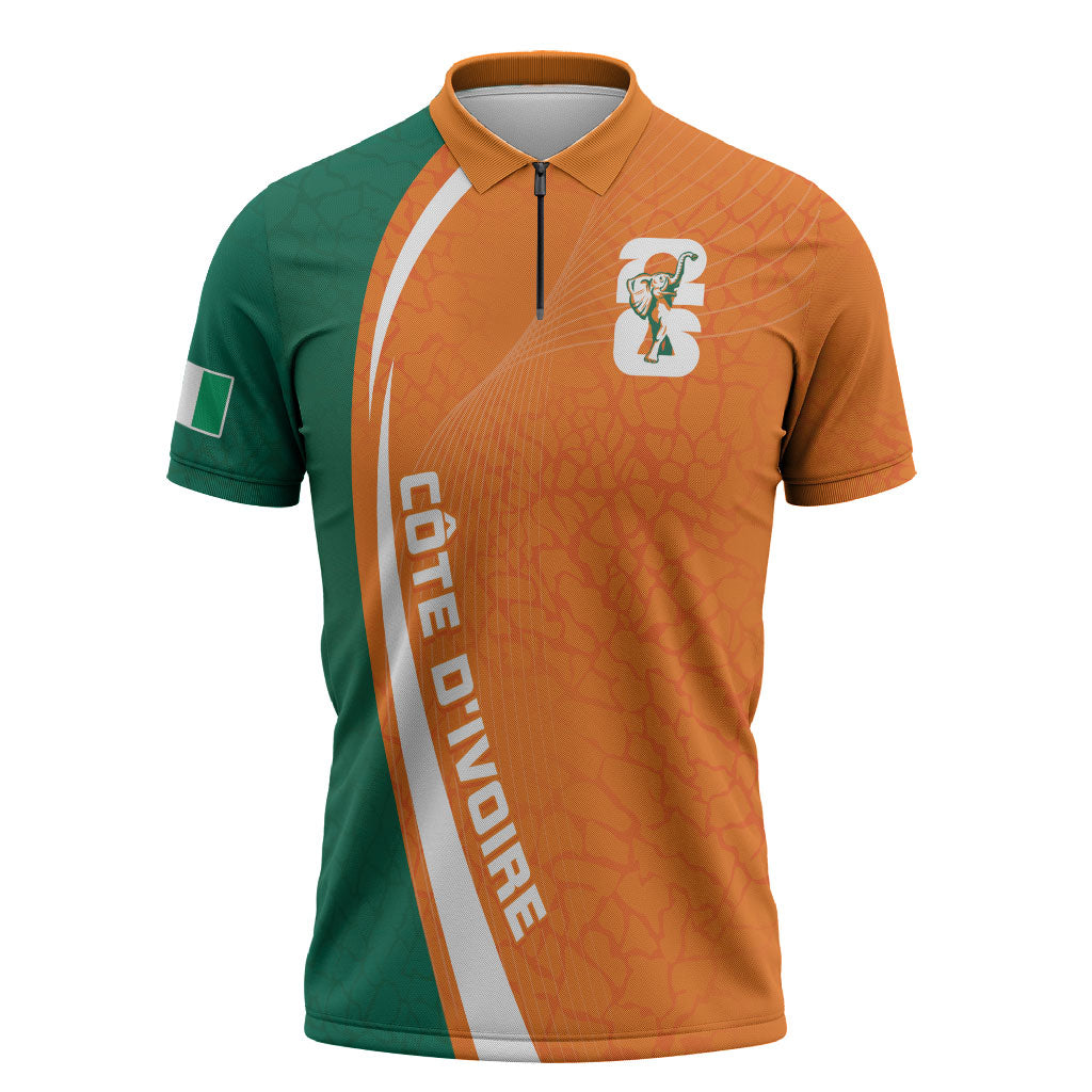 Cote d'Ivoire WC2026 Custom Zipper Polo Shirt Making History - GO Elephants
