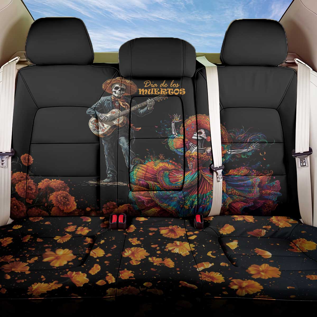 Mexico Dia de los Muertos Back Car Seat Cover La Calavera Catrina LT7 - Wonder Print Shop