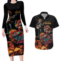 Mexico Dia de los Muertos Couples Matching Long Sleeve Bodycon Dress and Hawaiian Shirt La Calavera Catrina LT7 - Wonder Print Shop