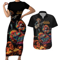 Mexico Dia de los Muertos Couples Matching Short Sleeve Bodycon Dress and Hawaiian Shirt La Calavera Catrina LT7 - Wonder Print Shop