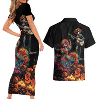 Mexico Dia de los Muertos Couples Matching Short Sleeve Bodycon Dress and Hawaiian Shirt La Calavera Catrina LT7 - Wonder Print Shop