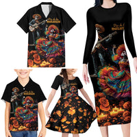 Mexico Dia de los Muertos Family Matching Long Sleeve Bodycon Dress and Hawaiian Shirt La Calavera Catrina LT7 - Wonder Print Shop