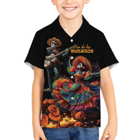 Mexico Dia de los Muertos Family Matching Off The Shoulder Long Sleeve Dress and Hawaiian Shirt La Calavera Catrina - Wonder Print Shop