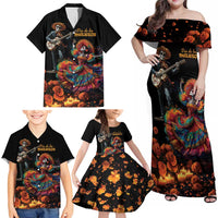 Mexico Dia de los Muertos Family Matching Off Shoulder Maxi Dress and Hawaiian Shirt La Calavera Catrina LT7 - Wonder Print Shop