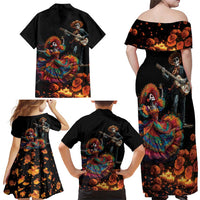 Mexico Dia de los Muertos Family Matching Off Shoulder Maxi Dress and Hawaiian Shirt La Calavera Catrina LT7 - Wonder Print Shop