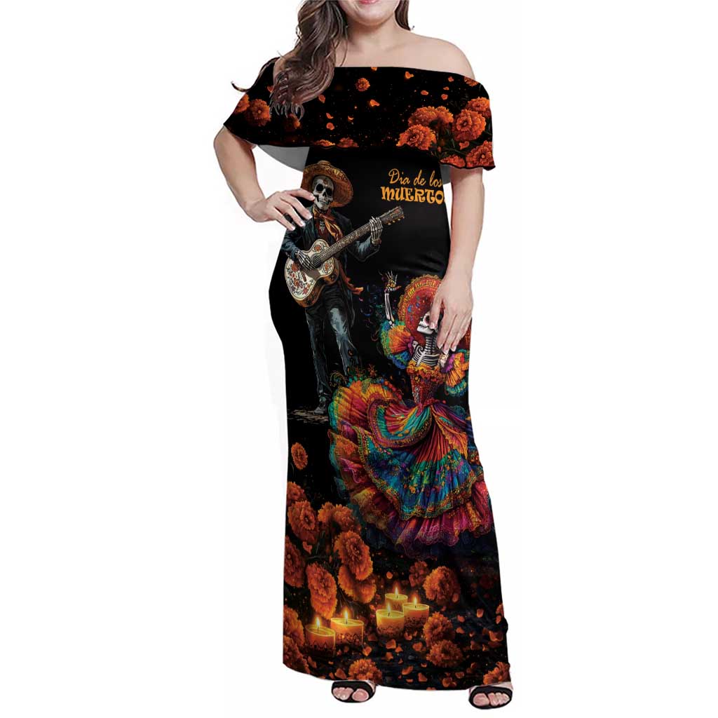 Mexico Dia de los Muertos Family Matching Off Shoulder Maxi Dress and Hawaiian Shirt La Calavera Catrina LT7 - Wonder Print Shop