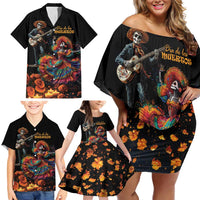 Mexico Dia de los Muertos Family Matching Off Shoulder Short Dress and Hawaiian Shirt La Calavera Catrina LT7 - Wonder Print Shop