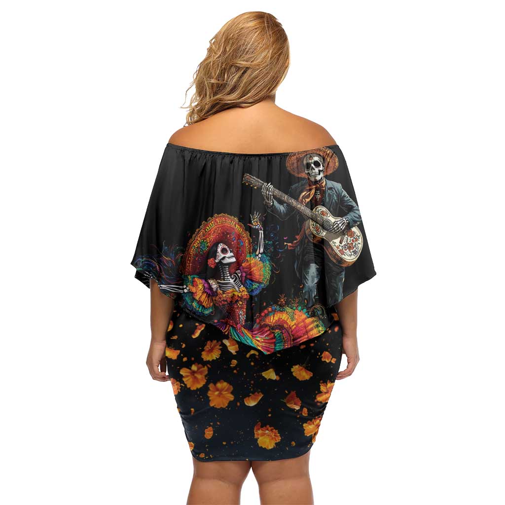 Mexico Dia de los Muertos Family Matching Off Shoulder Short Dress and Hawaiian Shirt La Calavera Catrina LT7 - Wonder Print Shop