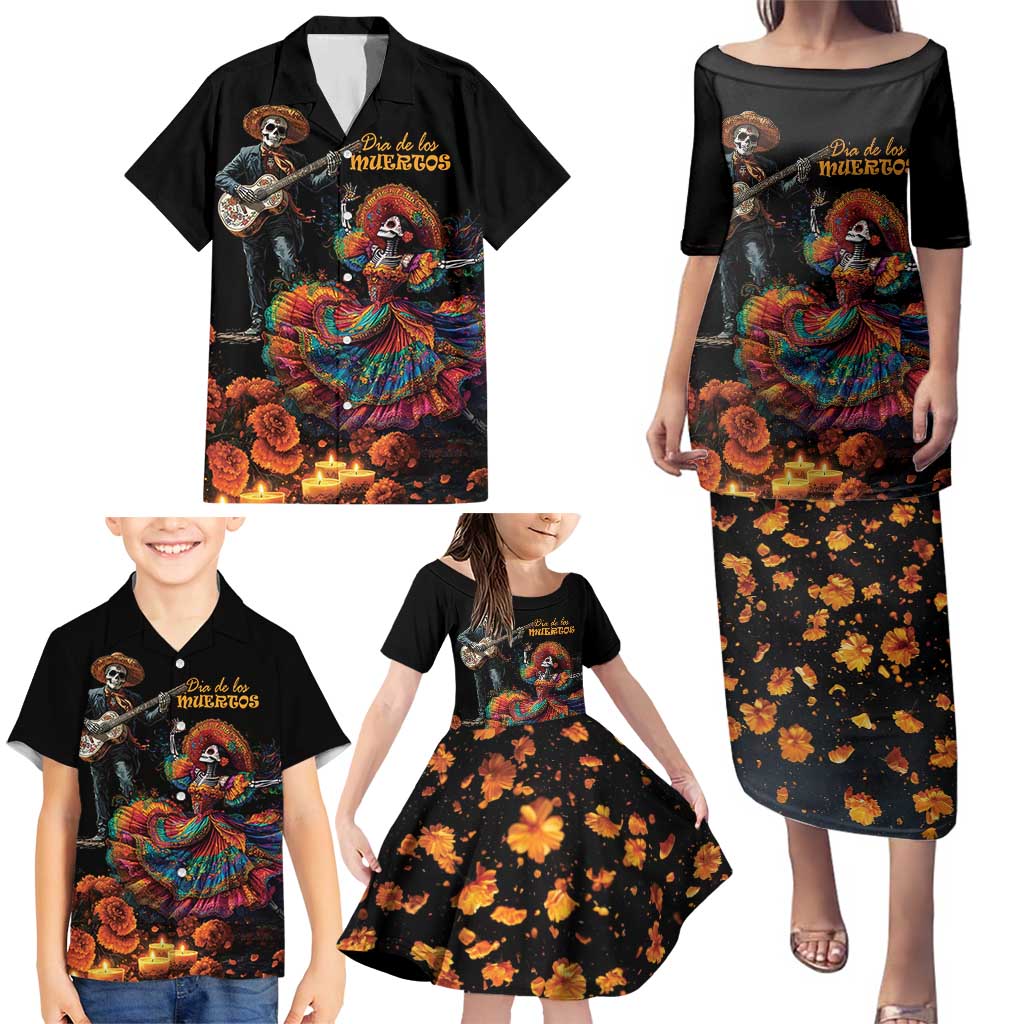 Mexico Dia de los Muertos Family Matching Puletasi and Hawaiian Shirt La Calavera Catrina - Wonder Print Shop