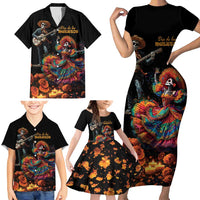 Mexico Dia de los Muertos Family Matching Short Sleeve Bodycon Dress and Hawaiian Shirt La Calavera Catrina - Wonder Print Shop