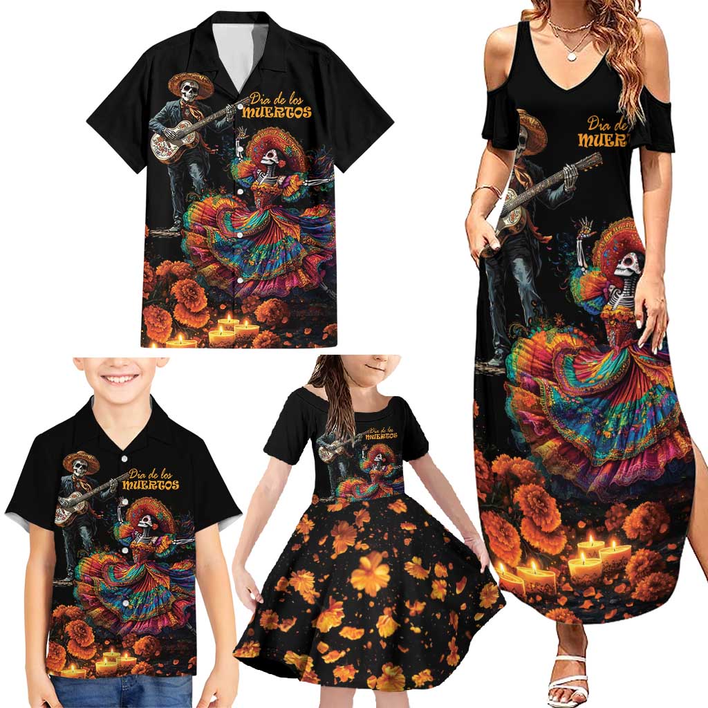 Mexico Dia de los Muertos Family Matching Summer Maxi Dress and Hawaiian Shirt La Calavera Catrina - Wonder Print Shop