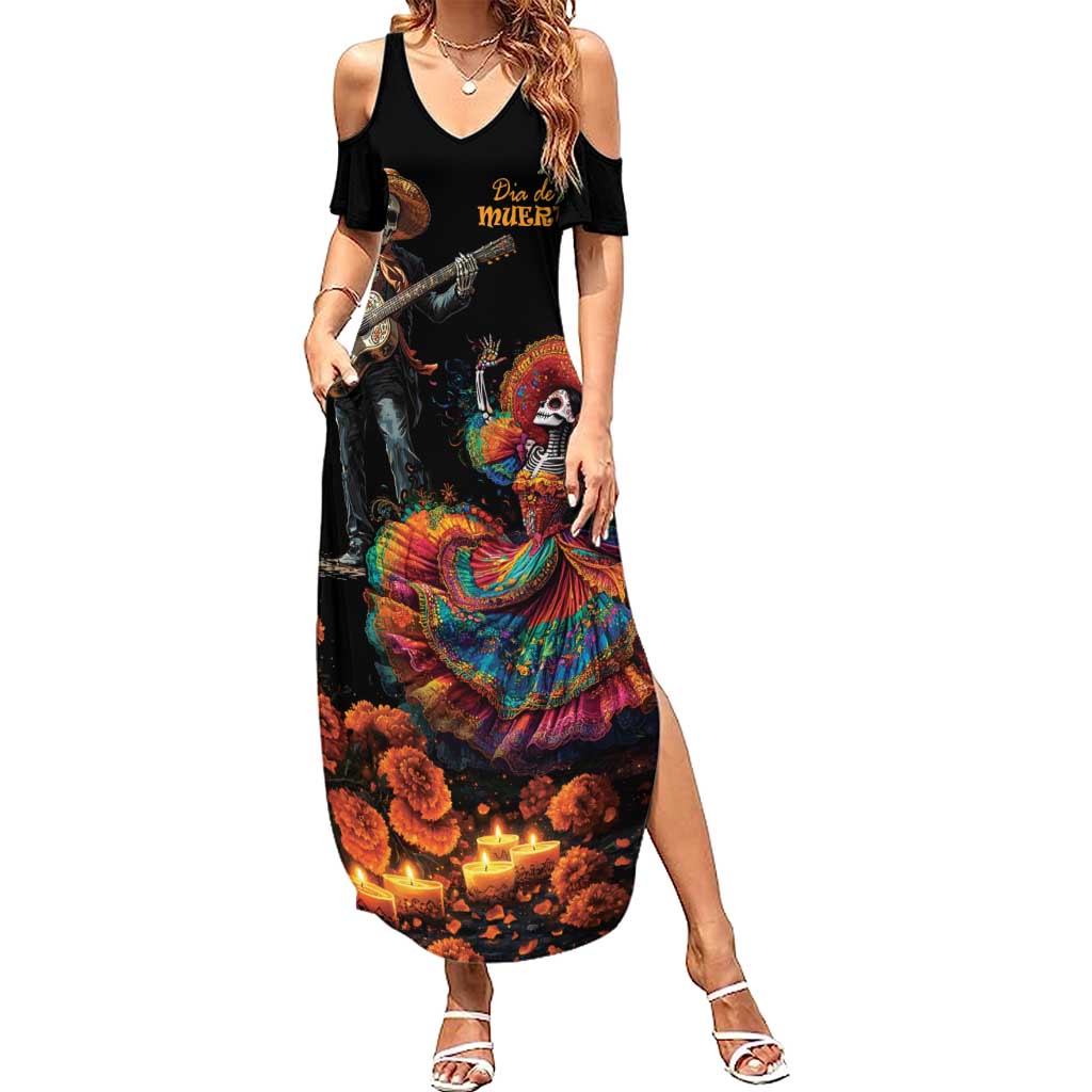Mexico Dia de los Muertos Family Matching Summer Maxi Dress and Hawaiian Shirt La Calavera Catrina - Wonder Print Shop