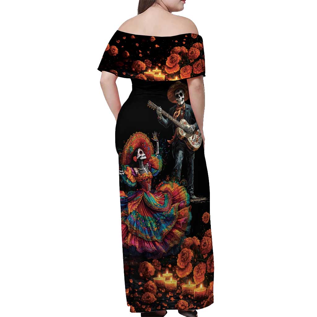 Mexico Dia de los Muertos Off Shoulder Maxi Dress La Calavera Catrina - Wonder Print Shop