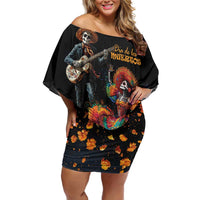 Mexico Dia de los Muertos Off Shoulder Short Dress La Calavera Catrina - Wonder Print Shop