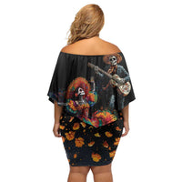Mexico Dia de los Muertos Off Shoulder Short Dress La Calavera Catrina - Wonder Print Shop