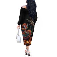 Mexico Dia de los Muertos Off The Shoulder Long Sleeve Dress La Calavera Catrina - Wonder Print Shop