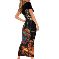 Mexico Dia de los Muertos Short Sleeve Bodycon Dress La Calavera Catrina - Wonder Print Shop