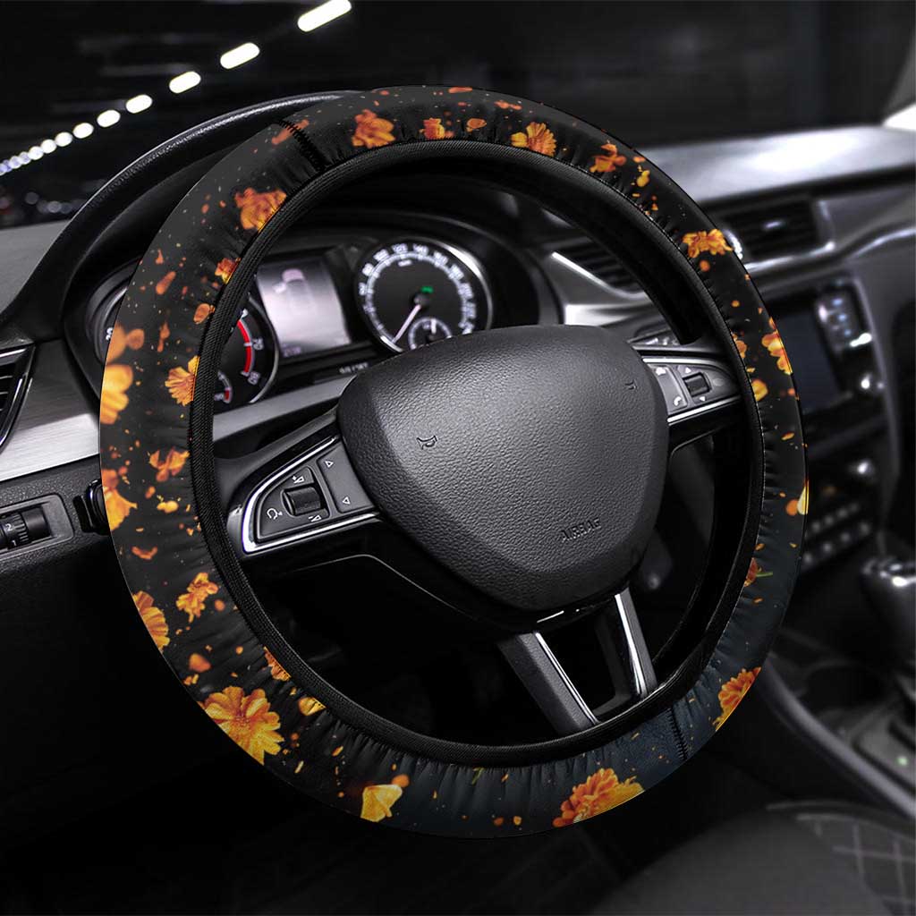 Mexico Dia de los Muertos Steering Wheel Cover La Calavera Catrina - Wonder Print Shop