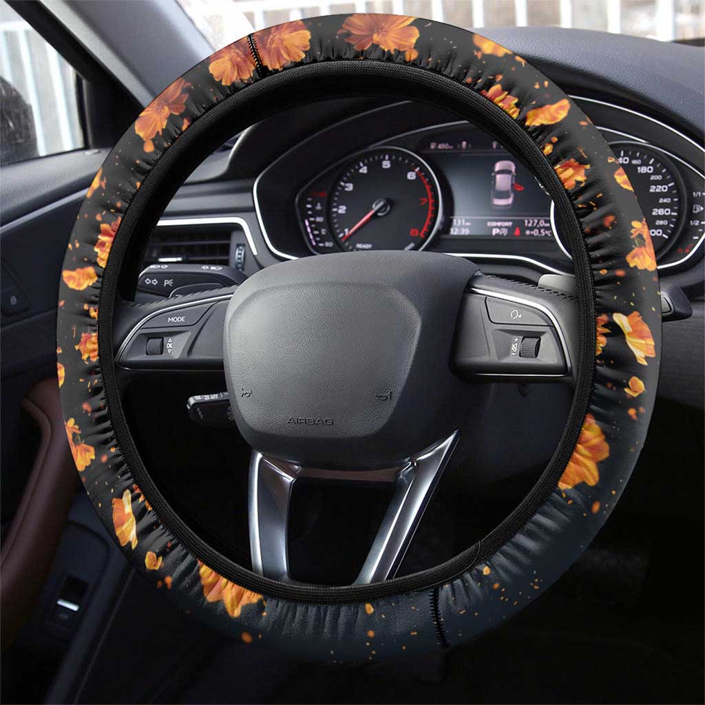Mexico Dia de los Muertos Steering Wheel Cover La Calavera Catrina - Wonder Print Shop
