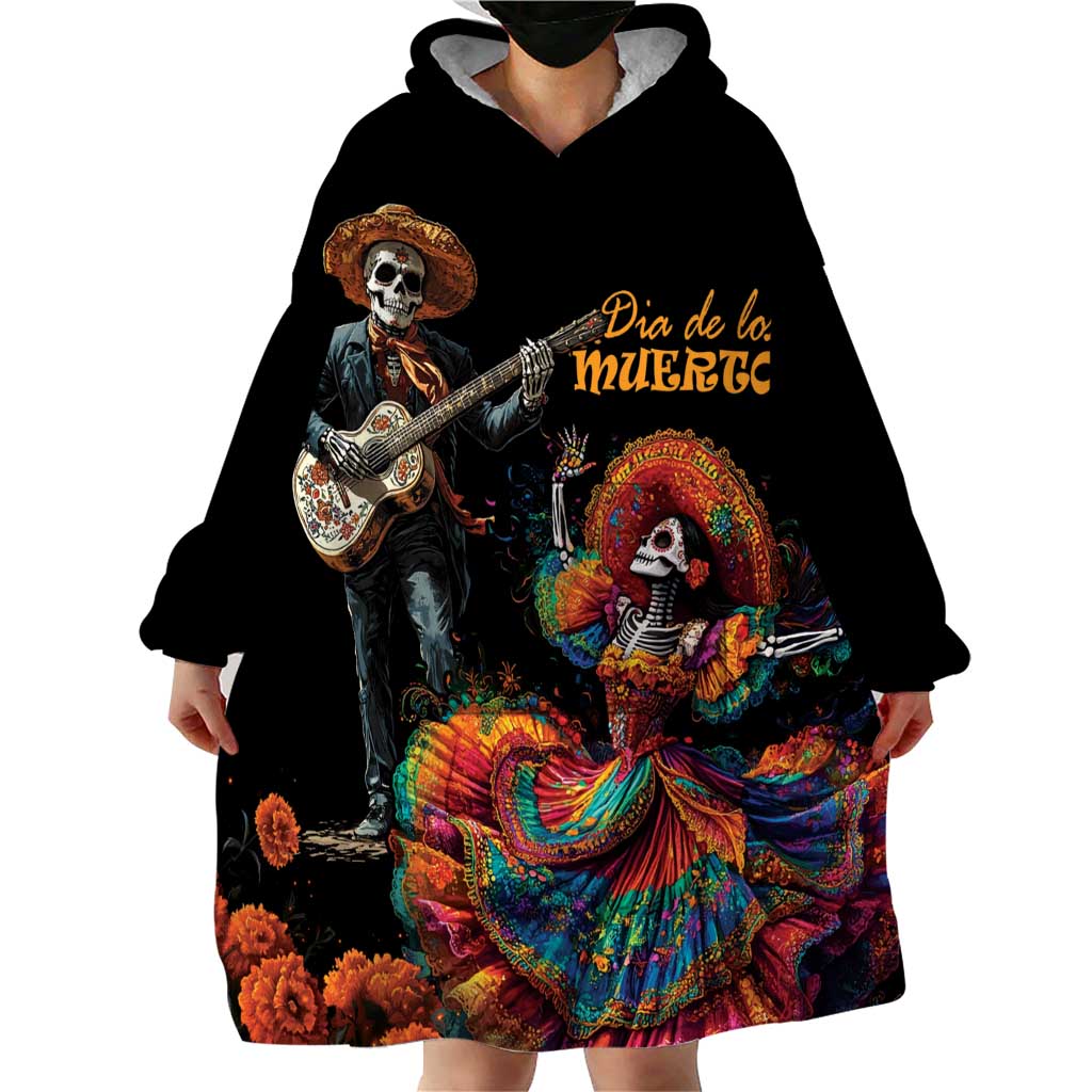 Mexico Dia de los Muertos Wearable Blanket Hoodie La Calavera Catrina - Wonder Print Shop
