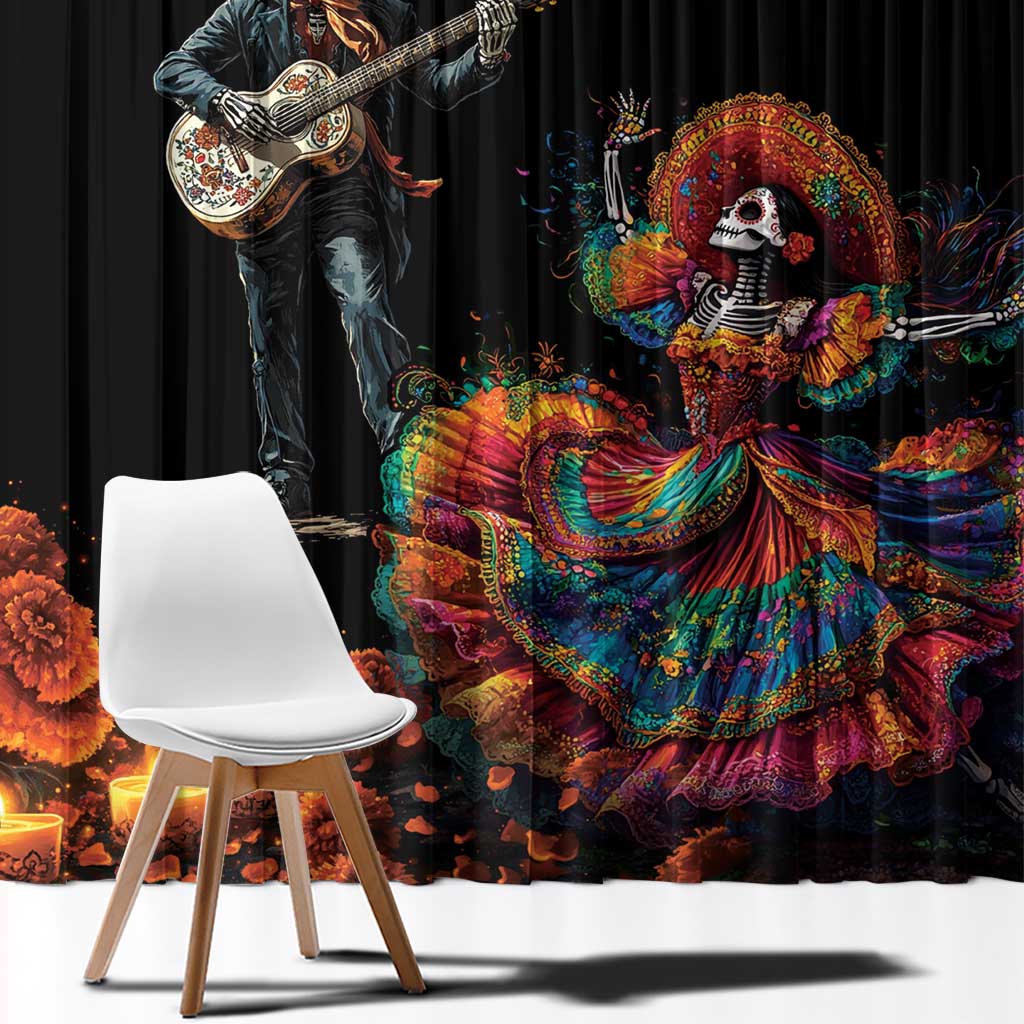 Mexico Dia de los Muertos Window Curtain La Calavera Catrina - Wonder Print Shop