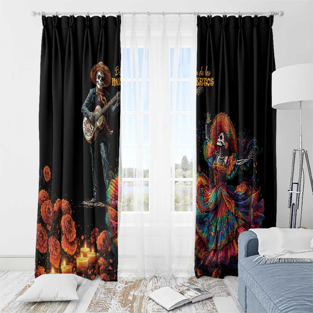 Mexico Dia de los Muertos Window Curtain La Calavera Catrina - Wonder Print Shop