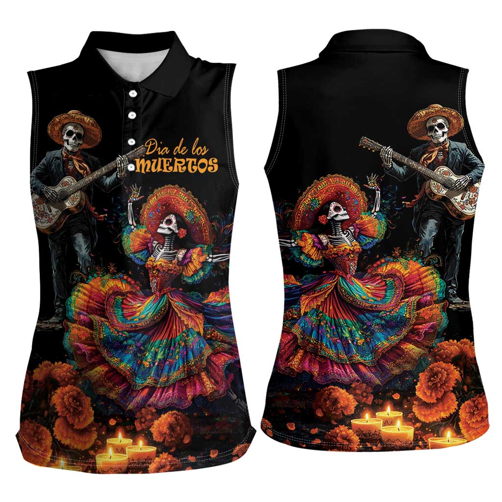 Mexico Dia de los Muertos Women Sleeveless Polo Shirt La Calavera Catrina - Wonder Print Shop