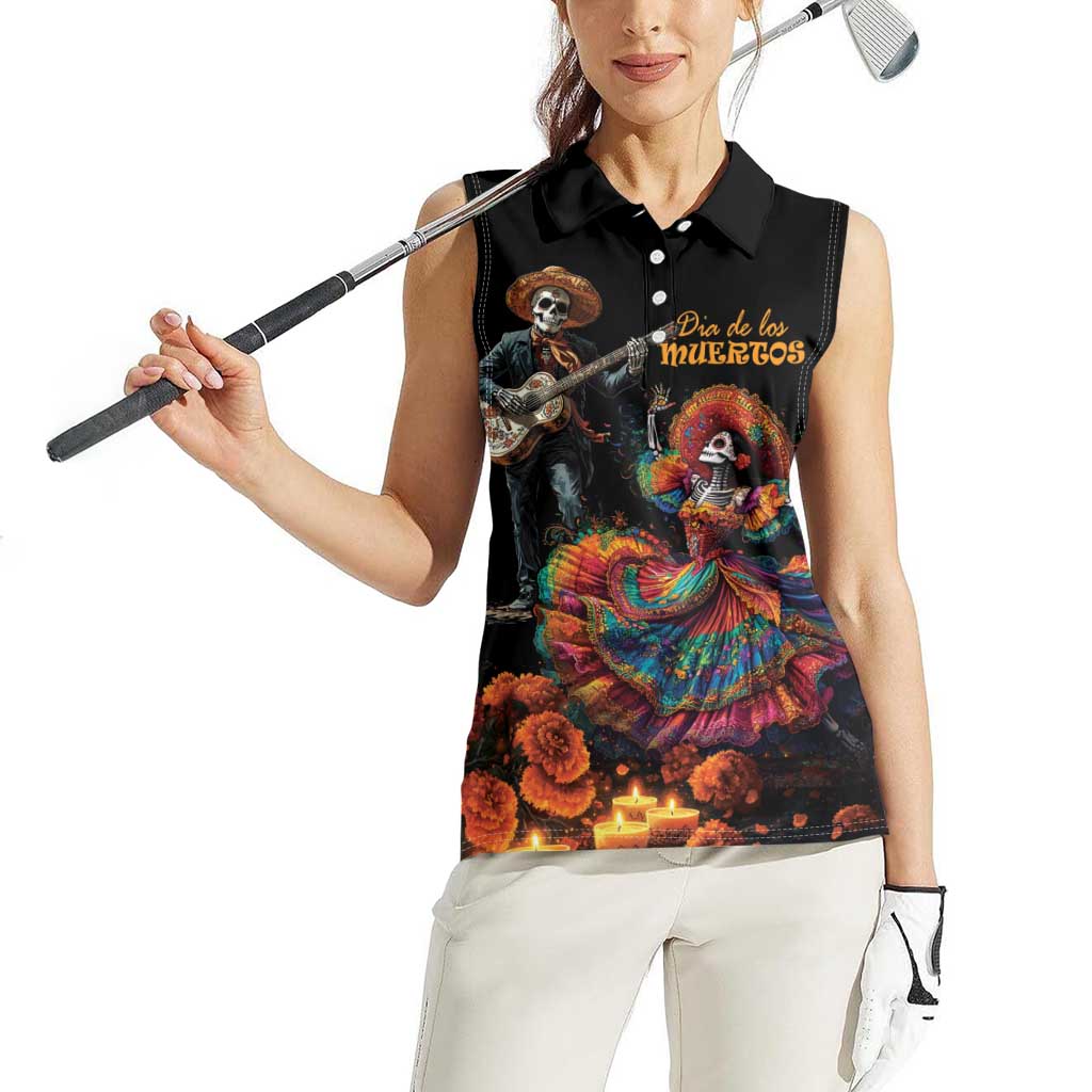 Mexico Dia de los Muertos Women Sleeveless Polo Shirt La Calavera Catrina - Wonder Print Shop