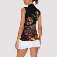 Mexico Dia de los Muertos Women Sleeveless Polo Shirt La Calavera Catrina - Wonder Print Shop
